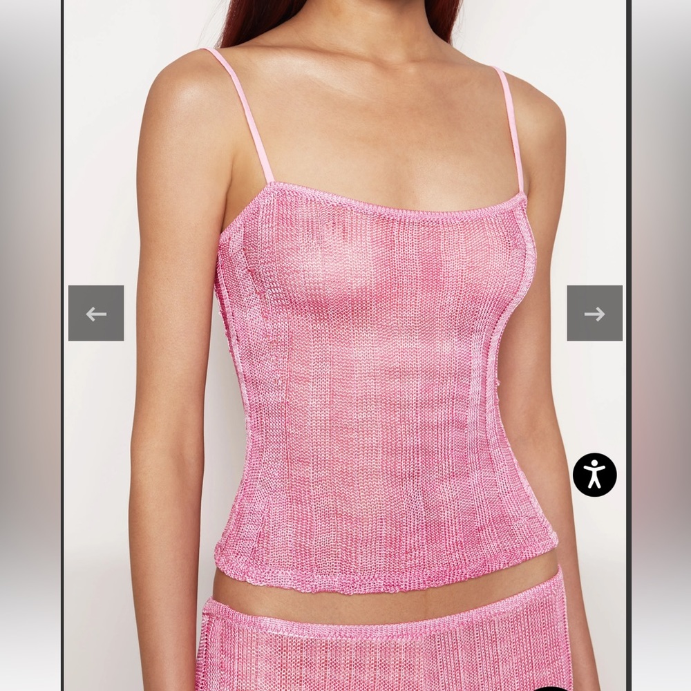 Danielle Guizio Slinky Rib Knit Tank in Primrose